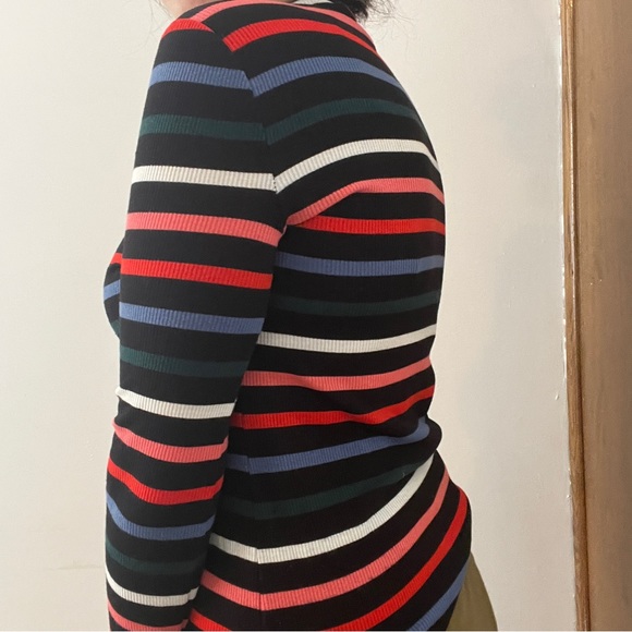 Striped Long Sleeve Mock Neck - Picture 3 of 3